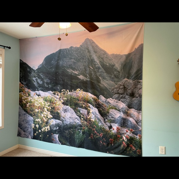 Mountain/ Floral Scene Tapestry - Picture 2 of 2